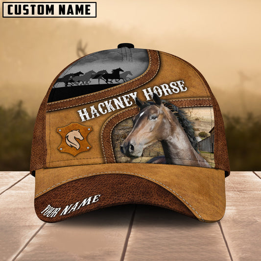 Uni Hackney Brown Curved Leather Pattern Personalized Name Cap