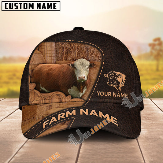 Unijames Leather Pattern Personalized Name & Farm Name Cattle Cap