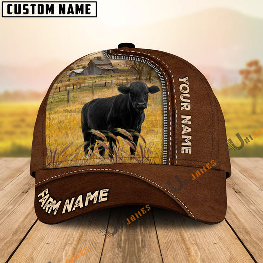 Uni Black Angus Personalized Name And Farm Name Cap