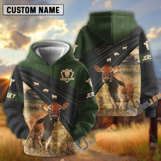 Uni Jersey Black Moss Leather Pattern Personalized Name and Farm Name Color Mixed 3D Hoodie