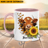 Uni Sunflower Cow Love Personalized Name Mug (10 Cattle Breeds)