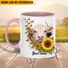 Uni Sunflower Cow Love Personalized Name Mug (10 Cattle Breeds)