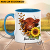 Uni Sunflower Cow Love Personalized Name Mug (10 Cattle Breeds)