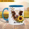 Uni Sunflower Cow Love Personalized Name Mug (10 Cattle Breeds)