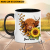 Uni Sunflower Cow Love Personalized Name Mug (10 Cattle Breeds)