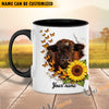 Uni Sunflower Cow Love Personalized Name Mug (10 Cattle Breeds)
