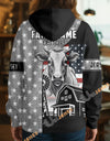 Uni Personalized American Flag Ranch Pattern Name & Farm Name Cattle Hoodie