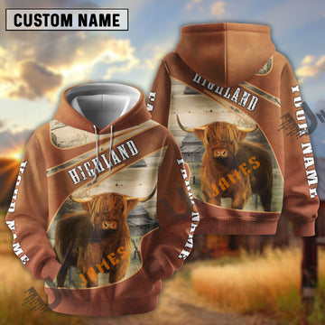 Uni Highland Customize Name, Farm Name Brown Hoodie