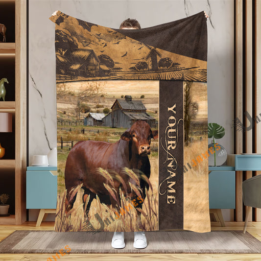 Uni Personalized Name Beefmaster Peaceful Farm 3D Blanket