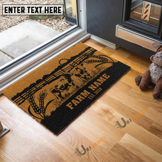 Uni Charolais Sunshine Field Custom Farm Name Custom Year Coir Doormat