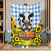 Uni Sunflower Baby Cow Personalized Farm Blanket (10 Cattle Breeds)