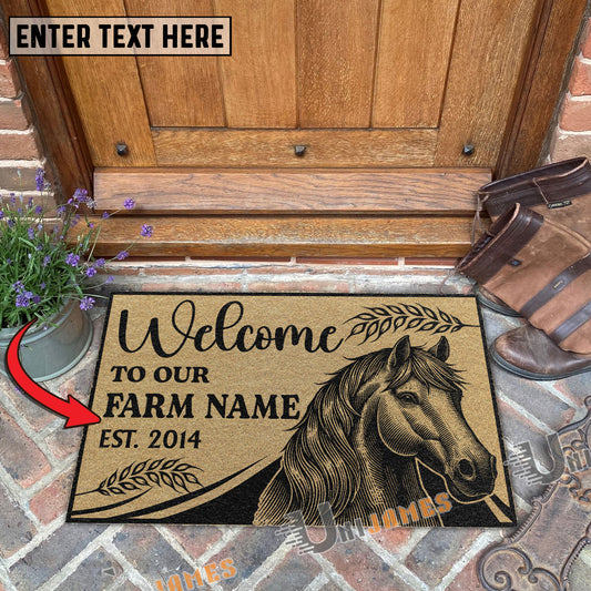 Uni Horse Peekaboo Custom Farm Name Custom Year Coir Doormat
