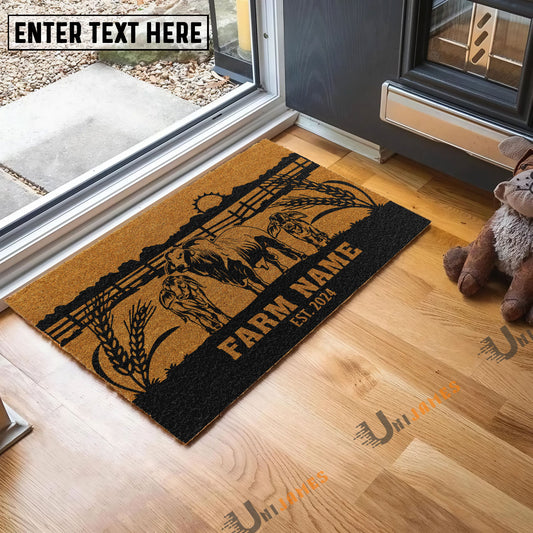 Uni Brahman Sunshine Field Custom Farm Name Custom Year Coir Doormat