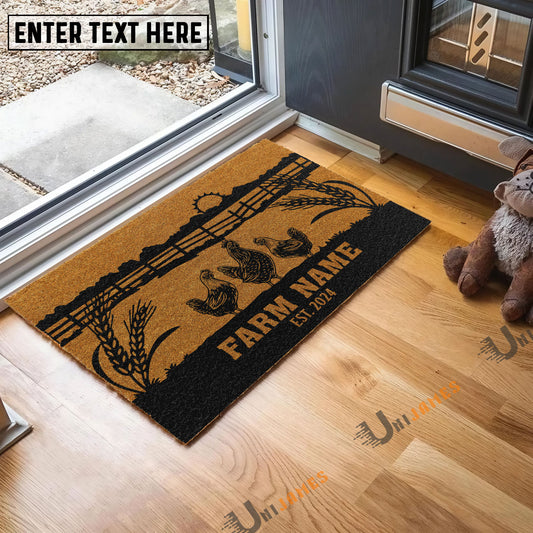 Uni Chicken Sunshine Field Custom Farm Name Custom Year Coir Doormat