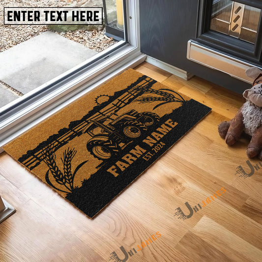 Uni Tractor Sunshine Field Custom Farm Name Custom Year Coir Doormat