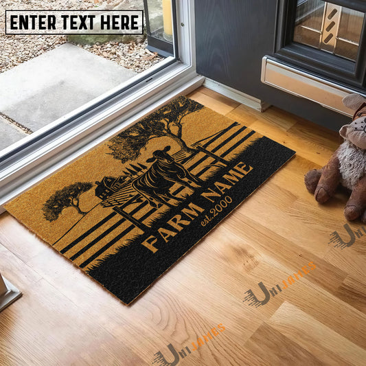 Uni Angus Little Ranch Custom Farm Name Custom Year Coir Doormat