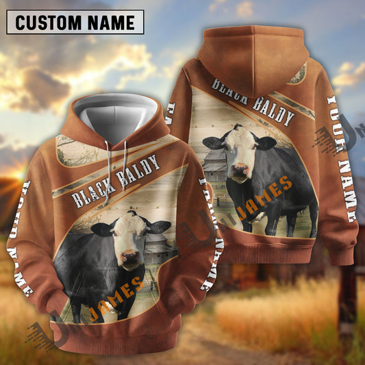 Uni Black Baldy Customize Name, Farm Name Brown Hoodie