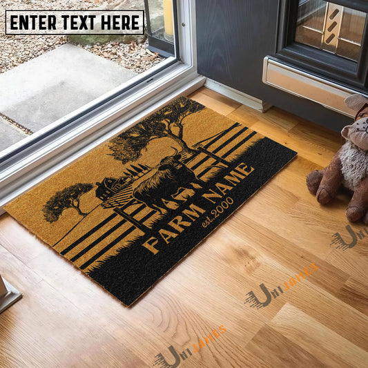 Uni Highland Little Ranch Custom Farm Name Custom Year Coir Doormat