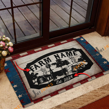 Uni Hereford Red Blue Star Custom Farm Name And Year Doormat