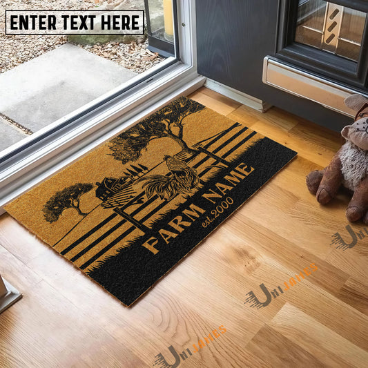 Uni Chicken Little Ranch Custom Farm Name Custom Year Coir Doormat