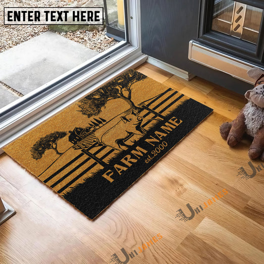 Uni Pig Little Ranch Custom Farm Name Custom Year Coir Doormat