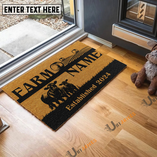 Uni Angus Straw Roll Custom Farm Name Custom Year Coir Doormat