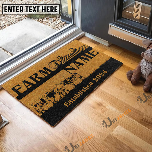 Uni Texas Longhorn Straw Roll Custom Farm Name Custom Year Coir Doormat