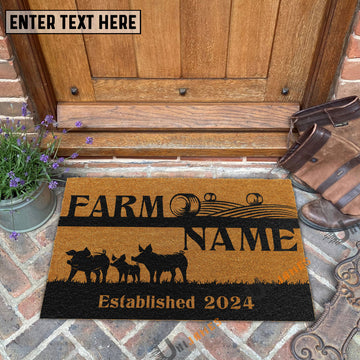 Uni Pig Straw Roll Custom Farm Name Custom Year Coir Doormat