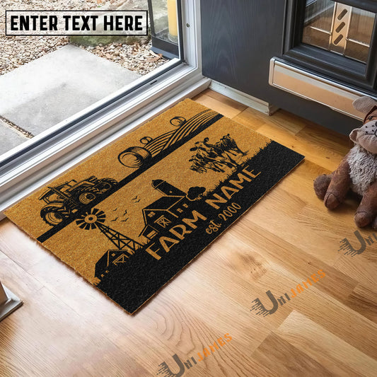 Uni Holstein Happy Ranch Custom Farm Name Custom Year Coir Doormat