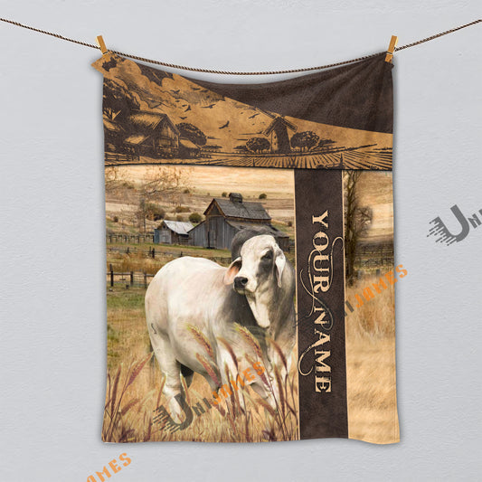 Uni Personalized Name Brahman Peaceful Farm 3D Blanket