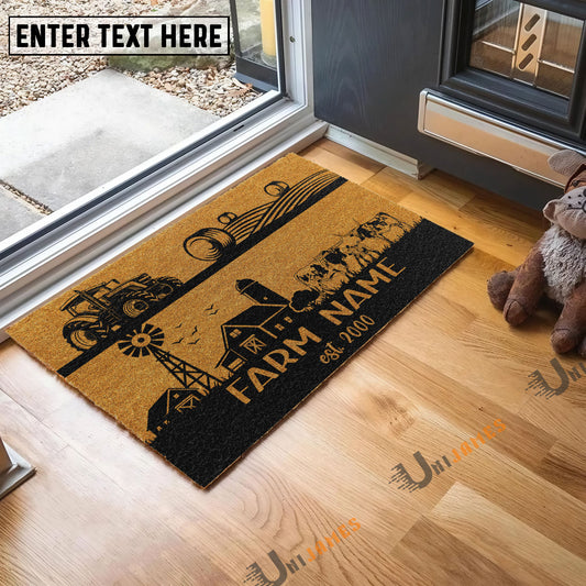 Uni Texas Longhorn Happy Ranch Custom Farm Name Custom Year Coir Doormat