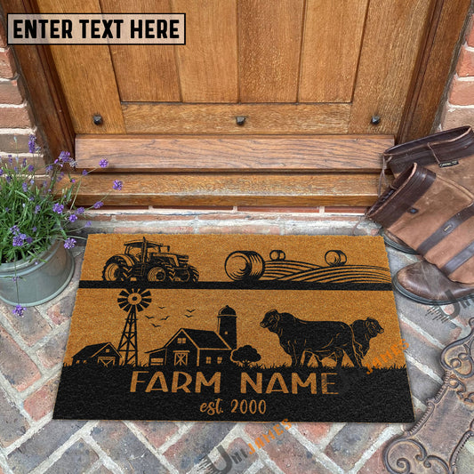 Uni Beefmaster Happy Ranch Custom Farm Name Custom Year Coir Doormat