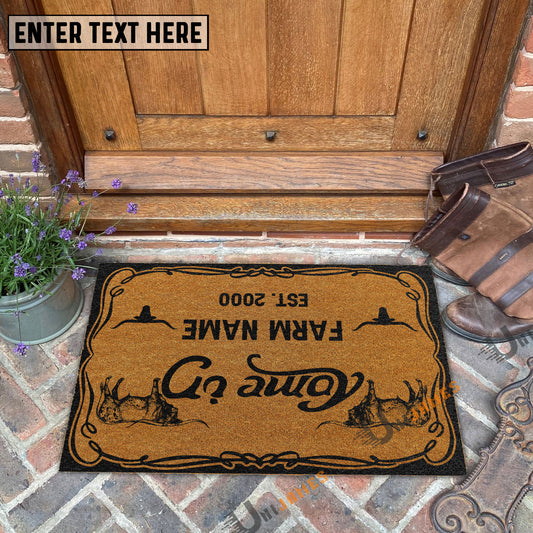 Uni Texas Longhorn Funny Come In Go Away Custom Farm Name Custom Year Coir Doormat