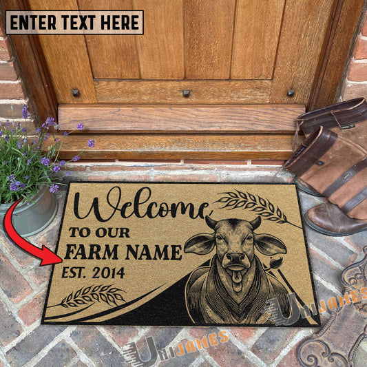 Uni Brahman Peekaboo Custom Farm Name Custom Year Coir Doormat