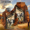 Uni Holstein Dark Leather Pattern Personalized Name and Farm Name Color Mixed 3D Hoodie