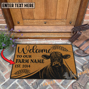 Uni Jersey Peekaboo Custom Farm Name Custom Year Coir Doormat