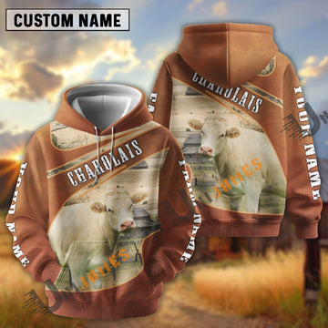 Uni Charolais Customize Name, Farm Name Brown Hoodie