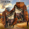 Uni Beefmaster Dark Leather Pattern Personalized Name and Farm Name Color Mixed 3D Hoodie