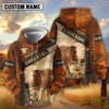 Uni Simmental Dark Leather Pattern Personalized Name and Farm Name Color Mixed 3D Hoodie