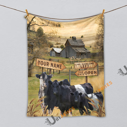 Uni Belted Galloway Life Live Someone Left The Gate Open 3D Blanket