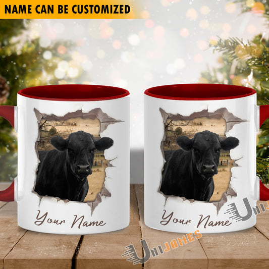 Uni Black Angus Funny Personalized Name Two Tone Mug