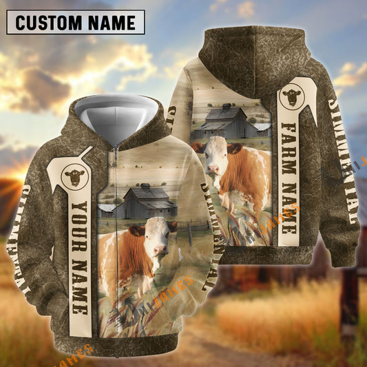 Uni Simmental Customize Name, Farm Name Unique Pattern Hoodie