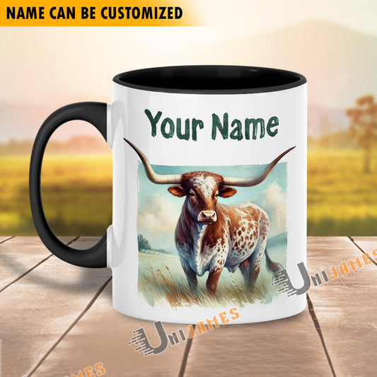 Uni Texas Longhorn Personalized Name Two Tone Mug