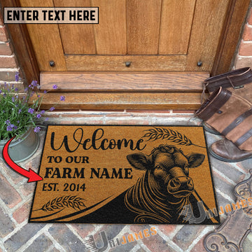 Uni Angus Peekaboo Custom Farm Name Custom Year Coir Doormat