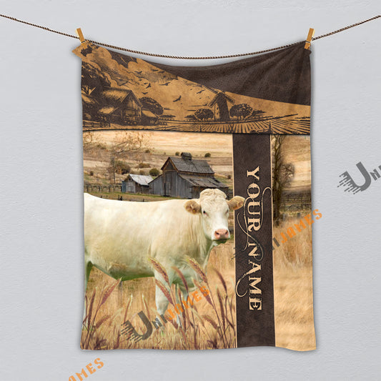 Uni Personalized Name Charolais Peaceful Farm 3D Blanket