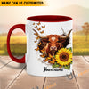 Uni Sunflower Cow Love Personalized Name Mug (10 Cattle Breeds)