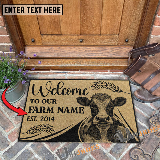 Uni Holstein Peekaboo Custom Farm Name Custom Year Coir Doormat