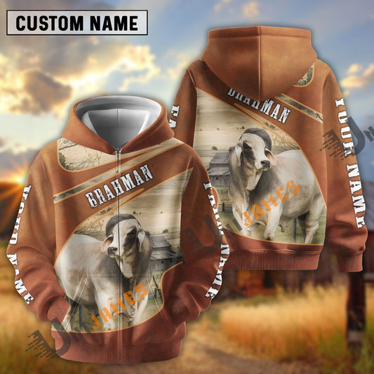 Uni Brahman Customize Name, Farm Name Brown Hoodie