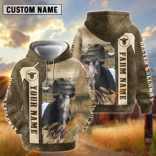 Uni Belted Galloway Customize Name, Farm Name Unique Pattern Hoodie