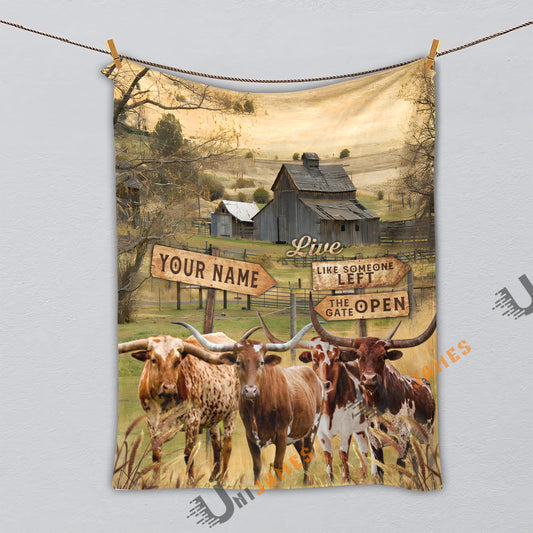 Uni Texas Longhorn Life Live Someone Left The Gate Open 3D Blanket